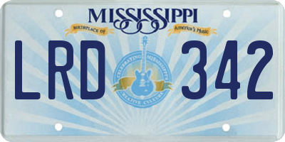 MS license plate LRD342