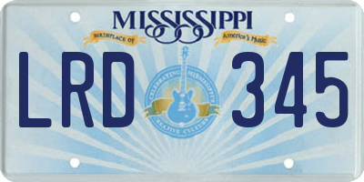 MS license plate LRD345