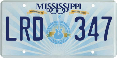 MS license plate LRD347