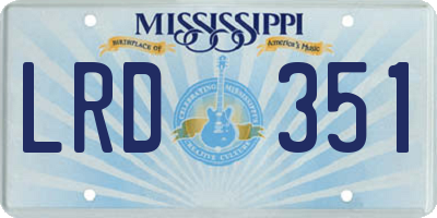 MS license plate LRD351