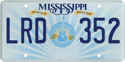 MS license plate LRD352