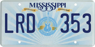 MS license plate LRD353