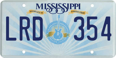MS license plate LRD354