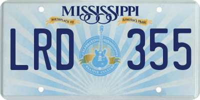 MS license plate LRD355
