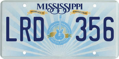 MS license plate LRD356