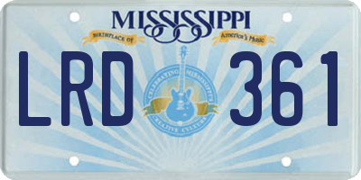 MS license plate LRD361