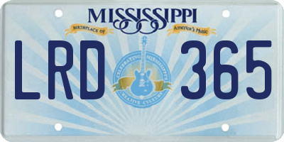 MS license plate LRD365