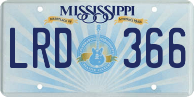 MS license plate LRD366