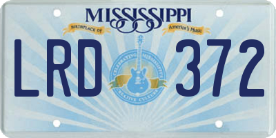 MS license plate LRD372