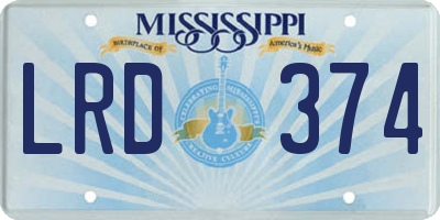 MS license plate LRD374