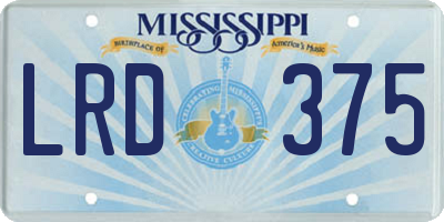 MS license plate LRD375