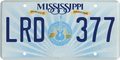 MS license plate LRD377