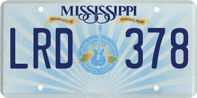 MS license plate LRD378