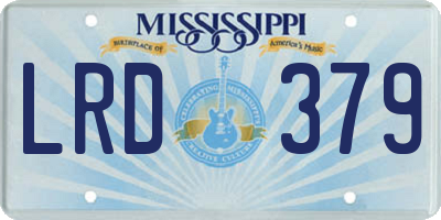 MS license plate LRD379