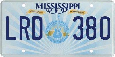 MS license plate LRD380