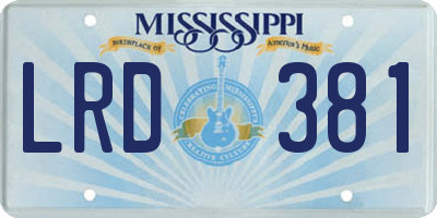 MS license plate LRD381