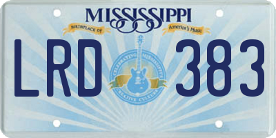 MS license plate LRD383
