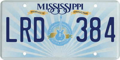 MS license plate LRD384