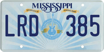MS license plate LRD385