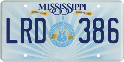 MS license plate LRD386