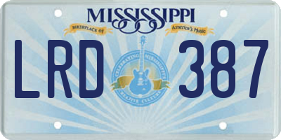 MS license plate LRD387