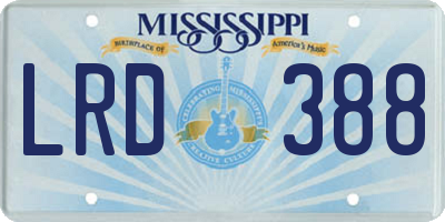 MS license plate LRD388