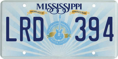 MS license plate LRD394