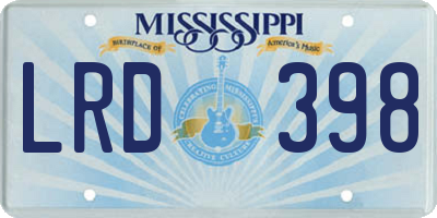 MS license plate LRD398