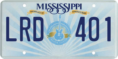 MS license plate LRD401