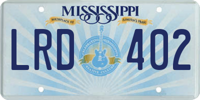 MS license plate LRD402