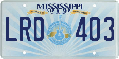 MS license plate LRD403
