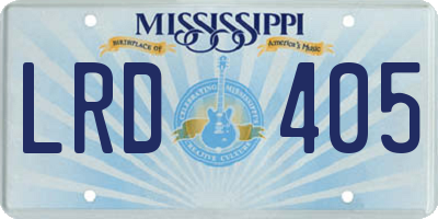 MS license plate LRD405