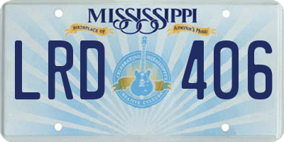MS license plate LRD406