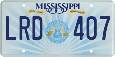 MS license plate LRD407