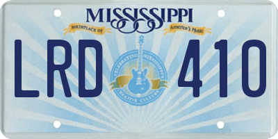 MS license plate LRD410