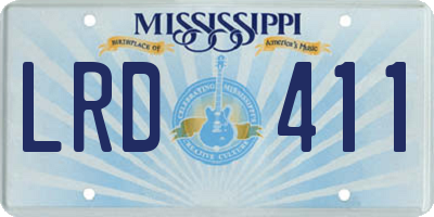 MS license plate LRD411