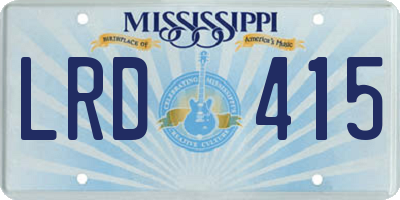 MS license plate LRD415