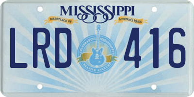 MS license plate LRD416