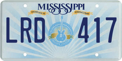 MS license plate LRD417