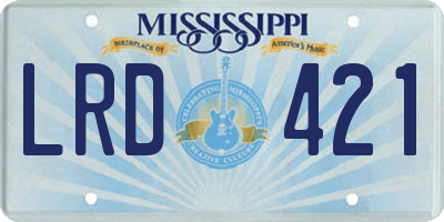 MS license plate LRD421