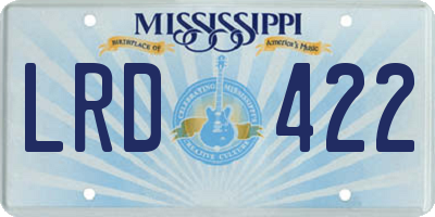 MS license plate LRD422
