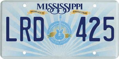 MS license plate LRD425