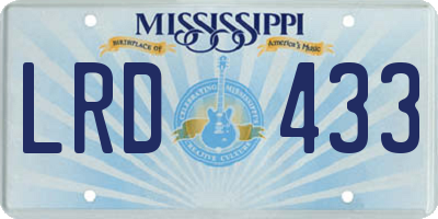 MS license plate LRD433