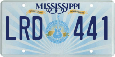 MS license plate LRD441