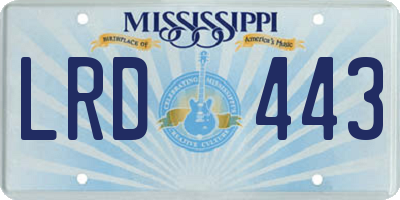 MS license plate LRD443