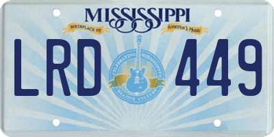 MS license plate LRD449