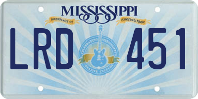 MS license plate LRD451
