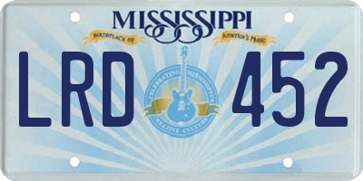MS license plate LRD452