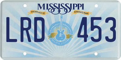 MS license plate LRD453
