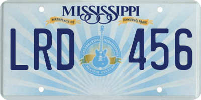 MS license plate LRD456